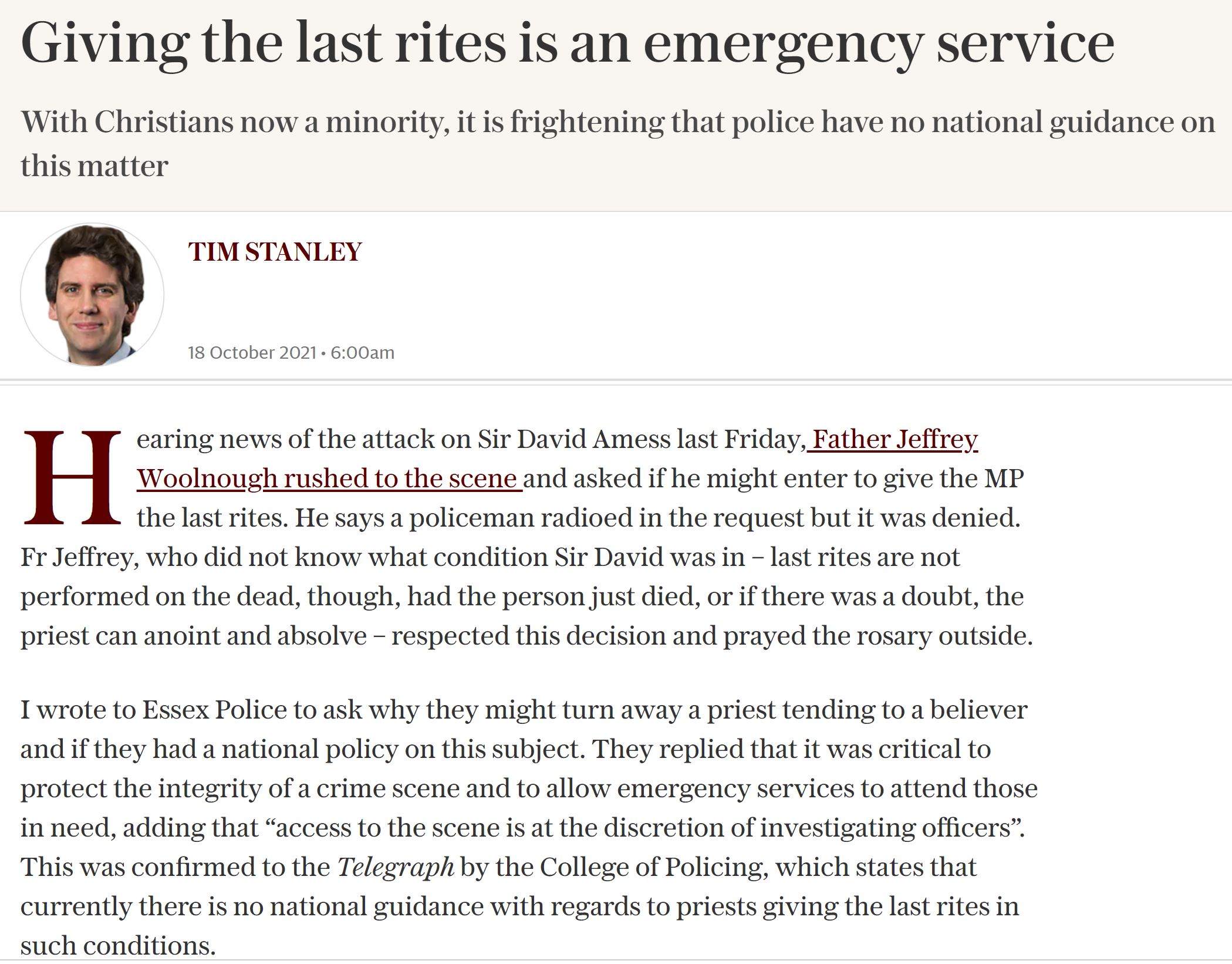 In defence of Catholic Priests to give the last rites in an emergency